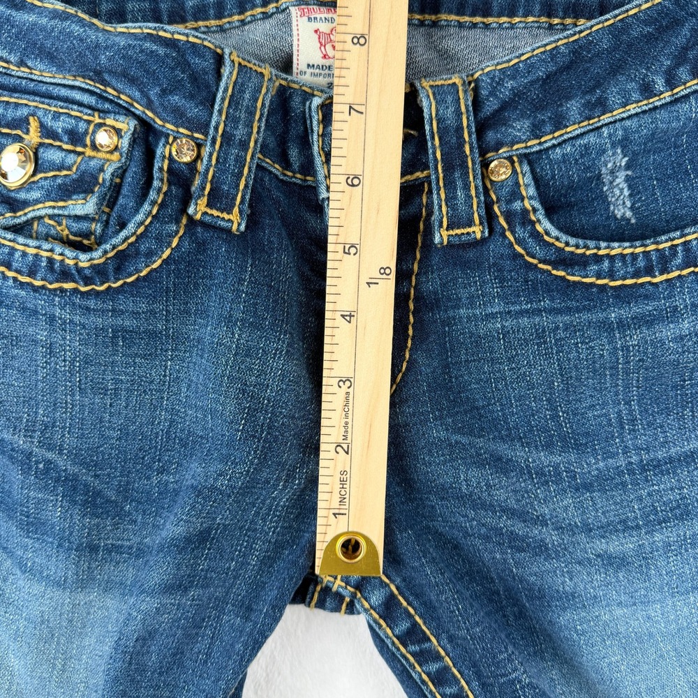 VTG True Religion‎ Disco Joey Big T Flare Jeans Y2K Low Rise Studded USA Made 28 - Picture 10 of 10